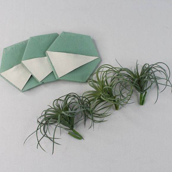 Faux Succulent 3PC Set Wall Pockets Teal #129 - Picture 2 of 4